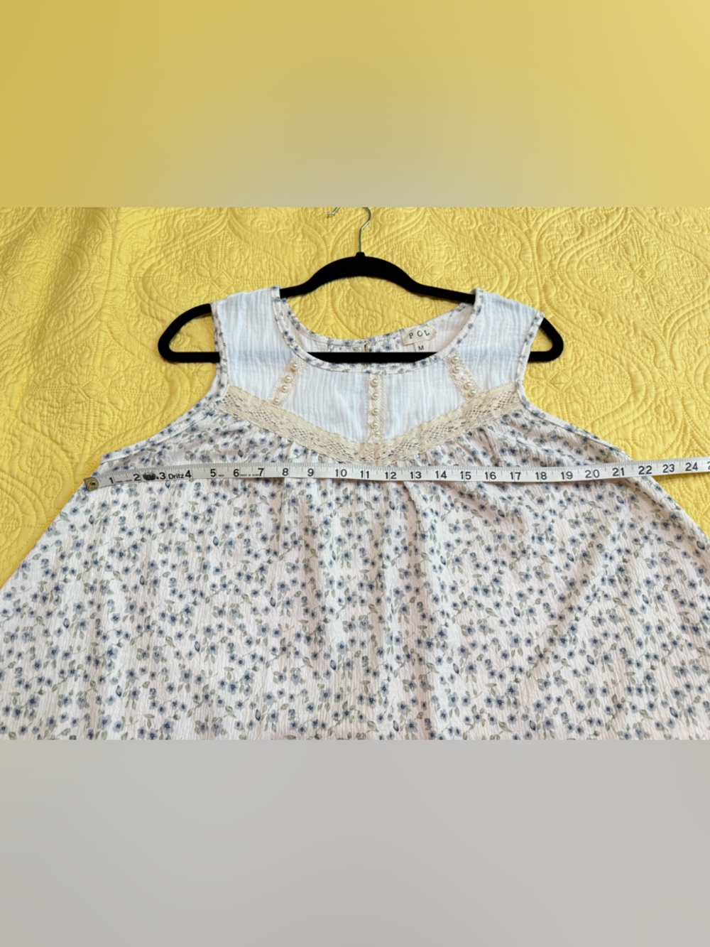 H283 New POL M pp22 Cream Floral Lace Trim Sleeveless Top matching pants listed - Picture 5 of 9